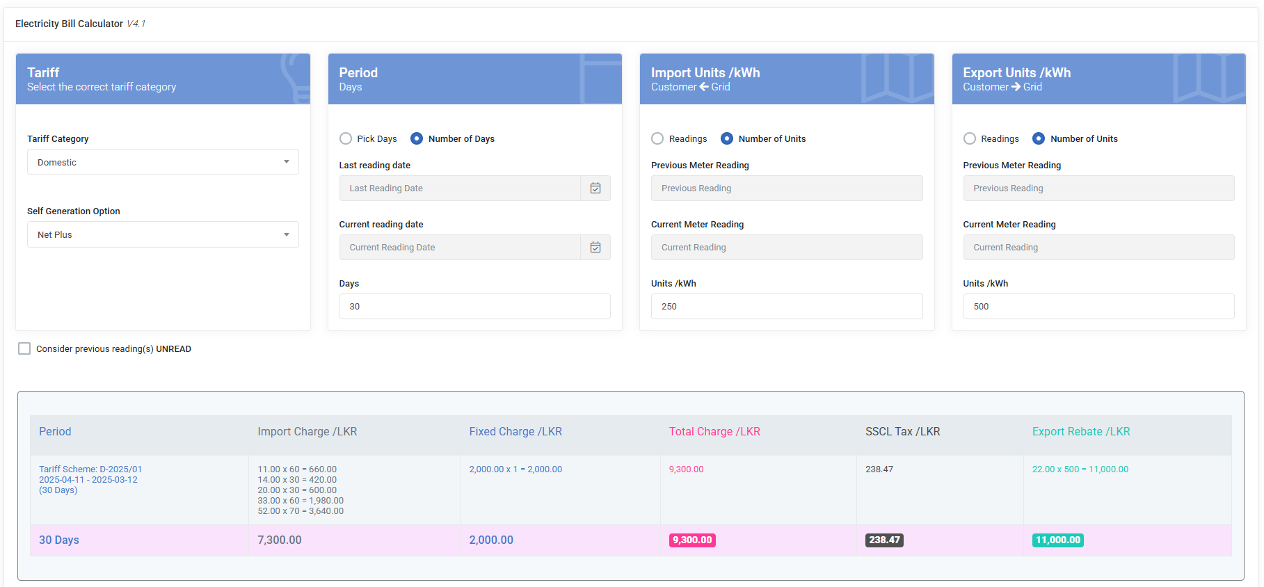 Electricity Bill Calculation in Sri Lanka for a Solar Power System with the Net Plus Plan
